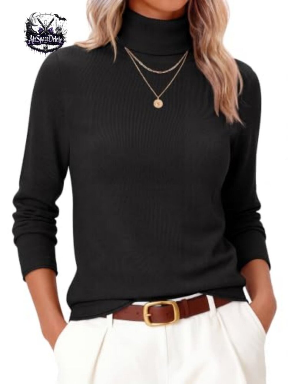 Womens Turtleneck Wool Blend Lightweight Pullover Sweater Long Sleeve